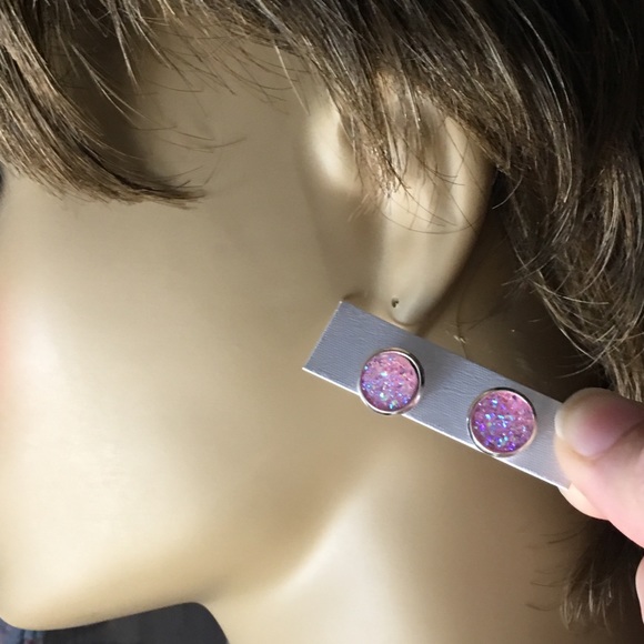 Pink Druzy Earrings - Picture 4 of 4